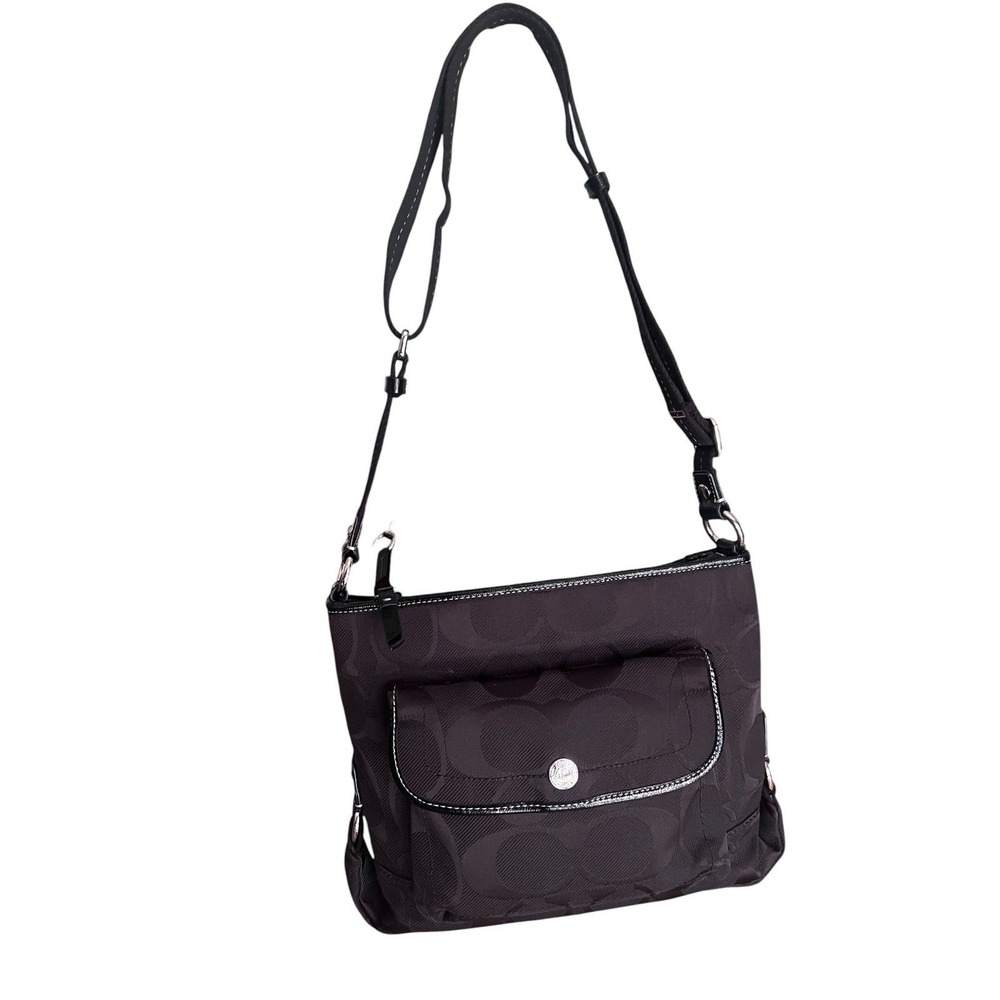 Coach Black Signature Ashley Shoulder Bag Crossbody w/Patent Leather Trim - Picture 7 of 16